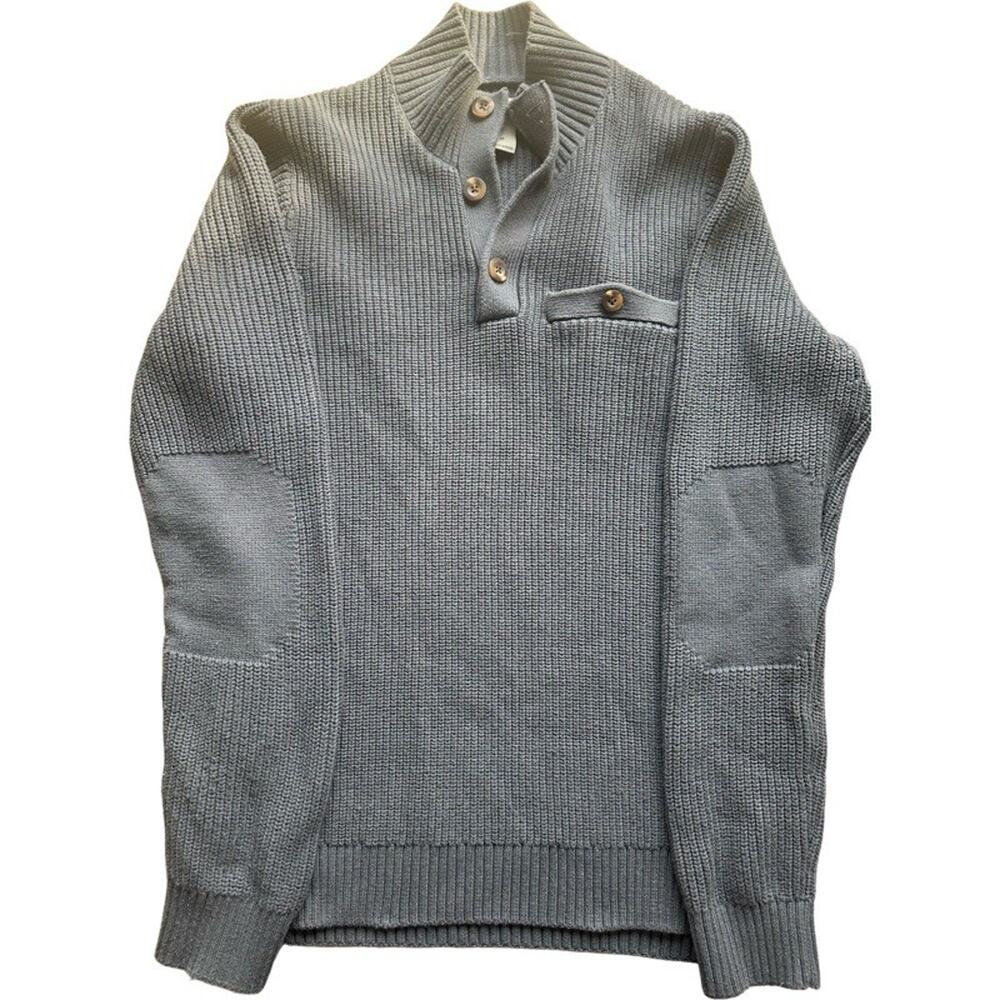 Duluth Trading Co Mens Gray Wool Blend Shawl Collar Button Sweater Size Medium